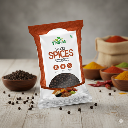 TFM Naturals Black Pepper Whole (Kali Mirch) – Premium Quality Whole Spices